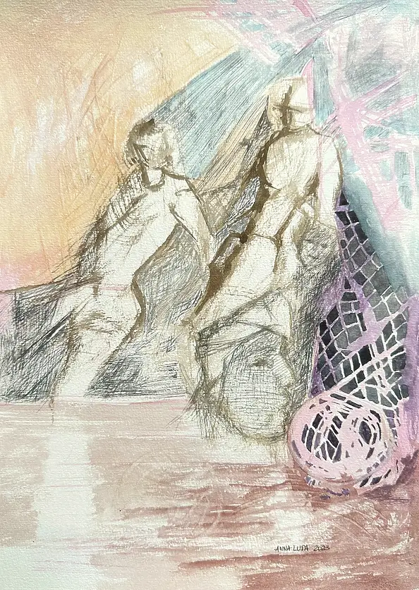 Anna Lupa Suchy, Sentito per caso, Acquarelli - carta, 20 x 29