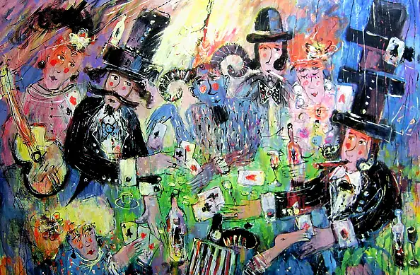 Dariusz Grajek, Poker, Quadro ad acrilico - tela, 120 x 80