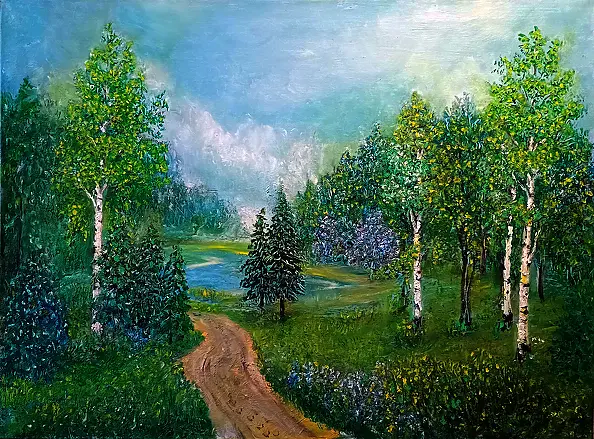 Alicja Urbaniak - Polana lęśna z jeziorkiem