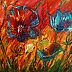 Marzena Salwowska - Feld mit roten, blauen und weißen Mohnblumen/Gras und Blumen/12