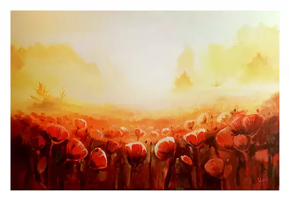 Anna Słota - Pole makowe o poranku