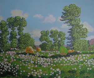 Aleksandra Gaweł Krajska - Field with a stack of hay