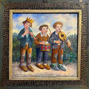 Dariusz Miliński, Polna Orkiestra, Obraz olejny - płótno, 40 x 40