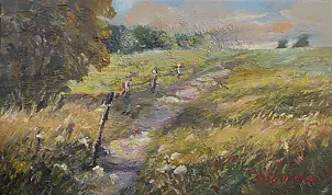 Sabina Salamon, Dirt road, Oil painting - canvas, 50 x 40
