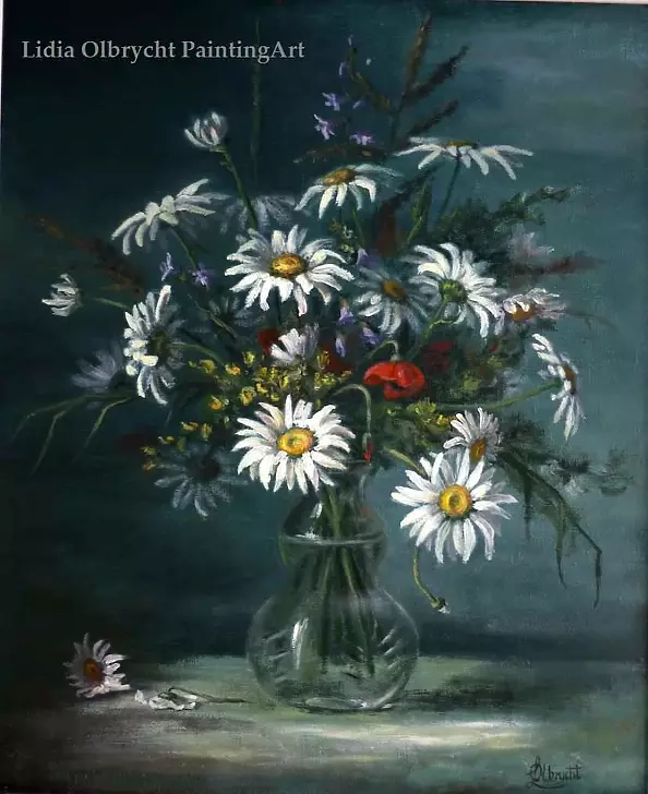 Lidia Olbrycht - Polne kwiaty - Bukiet w wazonie
