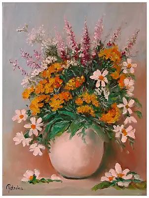 Grażyna Potocka, Dipinto ad olio di fiori selvatici, 30-40 cm, Quadro a olio - tela, 30 x 40