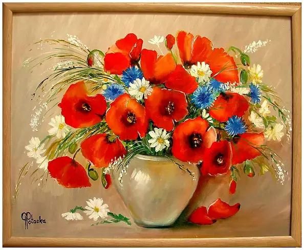 Grażyna Potocka - Wildflowers oil painting 50-40cm in a frame