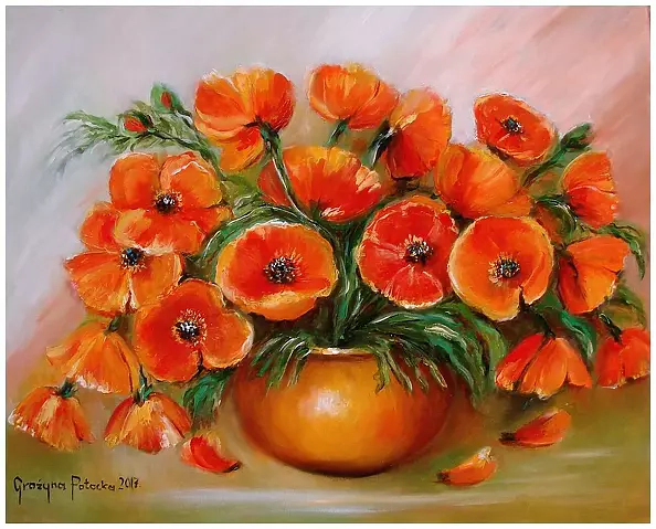 Grażyna Potocka - Polny bukiet maki 40-50cm