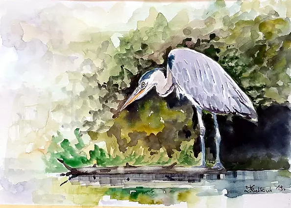 Zdzisław Rutkowski - Polująca czapla