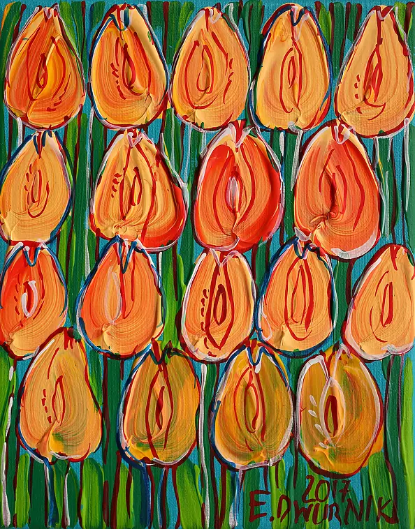 Edward Dwurnik - Pomarańczowe Tulipany