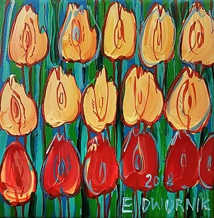 Edward Dwurnik - Pomarańczowe Tulipany