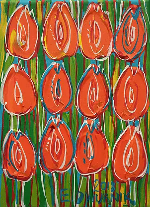 Edward Dwurnik - Pomarańczowe tulipany