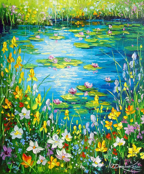 Olha Darchuk - Pond by the Blooming Bank