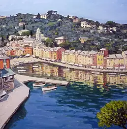 Giuseppe Bonci, Портофино, Масляная картина - плита, 80 x 60
