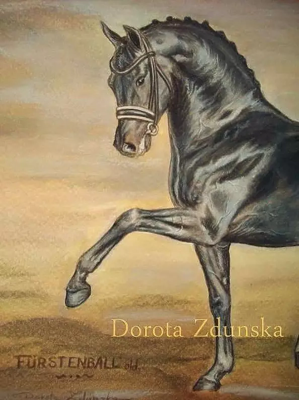 ART DOROTHEAH - Portrait oldenburg stallion FURSTENBALL - Horse painting