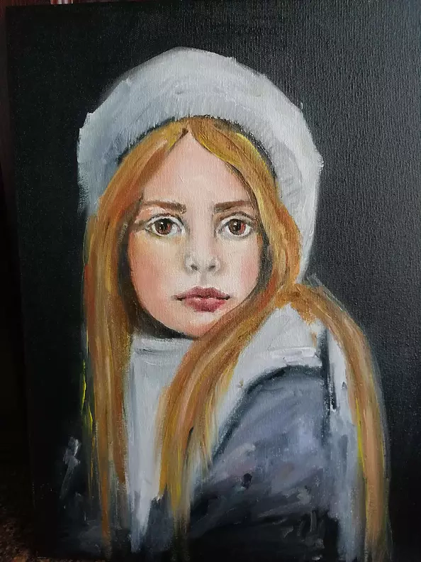 Małgorzata Gazduła - Portrait of a girl in a cap