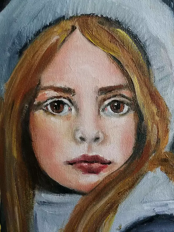 Małgorzata Gazduła - Portrait of a girl in a cap