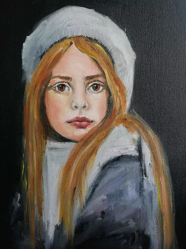 Małgorzata Gazduła - Portrait of a girl in a cap