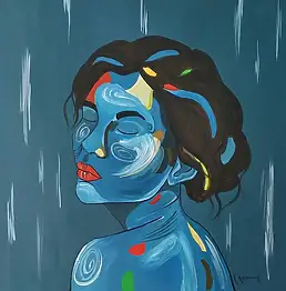 Karolina Kaczmarek, Porträt einer Frau, Acrylgemälde - Leinwand, 58 x 58
