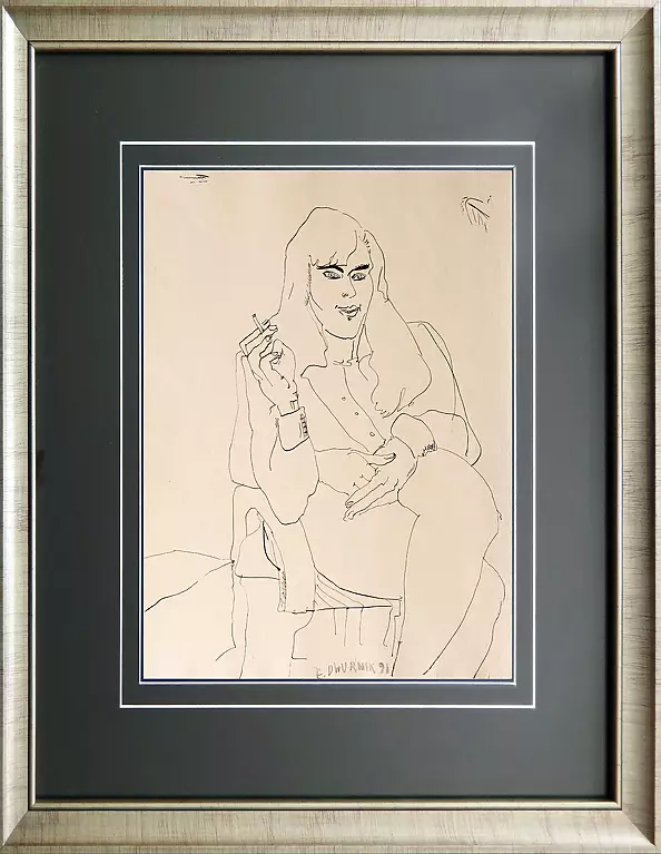 Edward Dwurnik - Portret Kobiety z Trzema Dłońmi, rok 1991