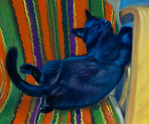 Wojciech Pater, Portret Kota na Fotelu, Obraz olejny - płyta, 30 x 25