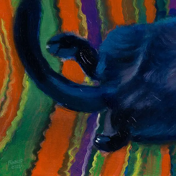 Wojciech Pater, Portret Kota na Fotelu, Obraz olejny - płyta, 30 x 25