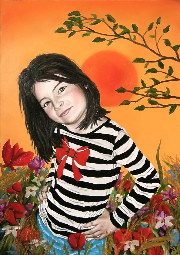 Rafał Huczek - Portret dziewczynki w pasiastej bluzce