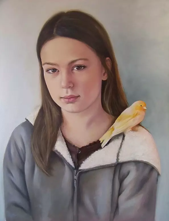 Patrycja Kruszyńska Mikulska - Portret dziewczynki z kanarkiem