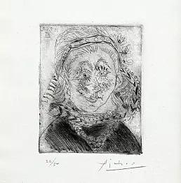 Pablo Picasso - Portret holenderskiej mieszczanki w begince - PODPISANA AKWAFORTA