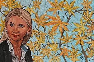 Grzegorz Mioduszewski - Portret kobiety na jesiennym tle