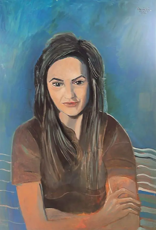 Michał Ogiński - Portrait of a woman on a blue background