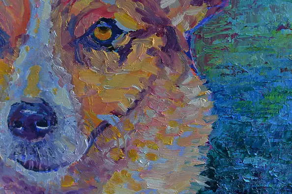 Magdalena Walulik - Oil portrait Dog 40 x 40