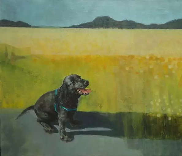 Anna Sąsiadek - Portrait of a dog acrylic on canvas 70x60 cm