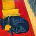 Anna Sąsiadek - Portrait d'un chien huile sur toile 70x60 cm