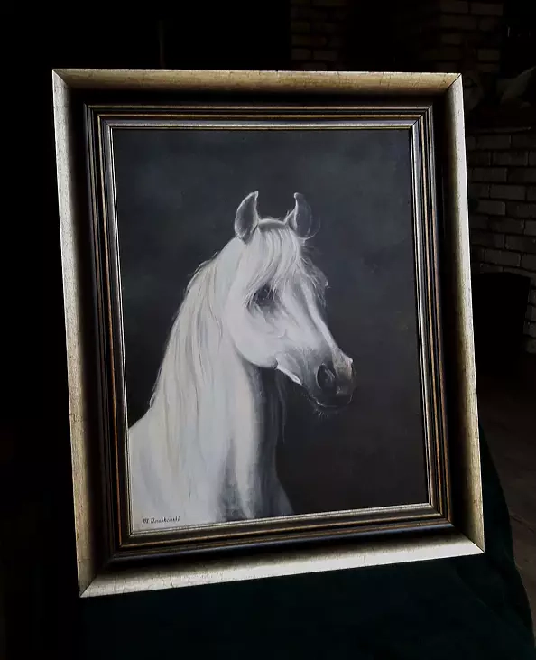 Michał Nowakowski - Portrait of a gray stallion