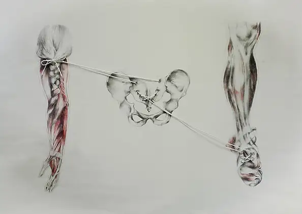 Wiesław Teofilak, Ties - METABODY ART, Other, crayon, Mixed media - paper, 170 x 120