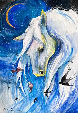 Adriana Laube, "Confidente della Notte", Acquerelli - carta, 30 x 42