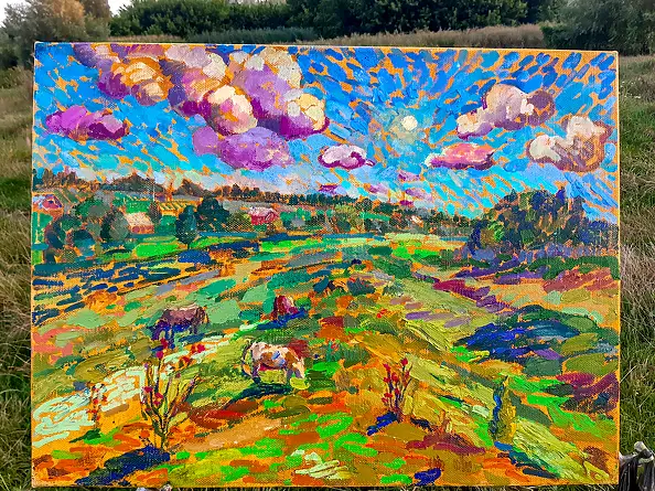 Anastasiia Kurkova, Poza chmurami, Obraz olejny - płótno, 80 x 60