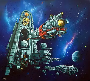 Zbigniew Hinc, Jenseits von Zeit und Raum, Ölbild - Leinwand, 100 x 90