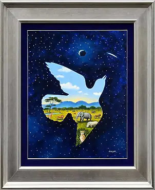 Rafał Olbiński, Fuori dall'Africa, Dipinto acrilico, Quadro a olio - tela, 58 x 75