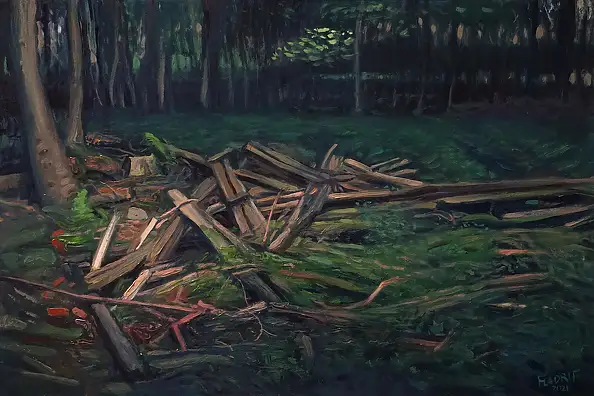 Wojciech Pater, Pozostałości, Obraz olejny - płyta, 60 x 40