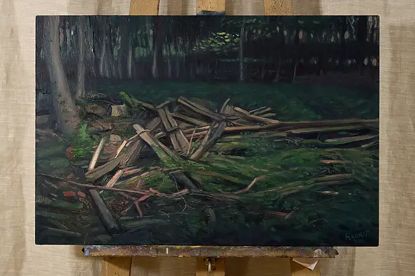 Wojciech Pater, Pozostałości, Obraz olejny - płyta, 60 x 40