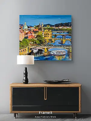 Krystyna Mościszko, Praga na plotnie 50x40x1 cn, Obraz akrylowy - płótno, 50 x 40