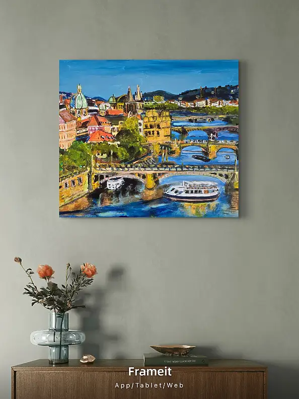 Krystyna Mościszko, Praga na plotnie 50x40x1 cn, Obraz akrylowy - płótno, 50 x 40