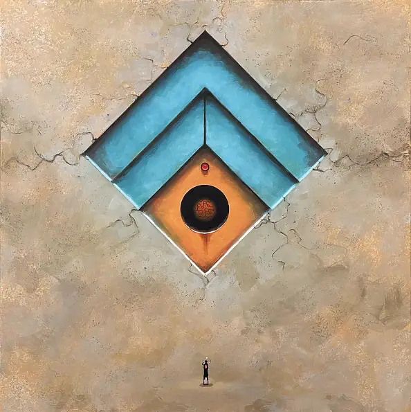 Sebastian Garyantesiewicz, Prawdziwa obecność błękitu , Obraz akrylowy - płótno, 100 x 100