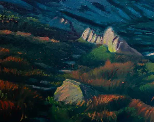 Wojciech Pater, Prima dell'arrampicata II, Quadro a olio - tela, 140 x 70