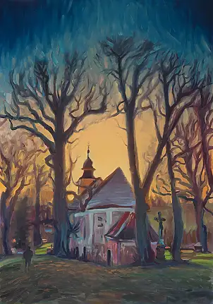 Wojciech Pater, Przed Zmrokiem, Obraz olejny - płyta, 70 x 100