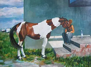   - In front of the stable