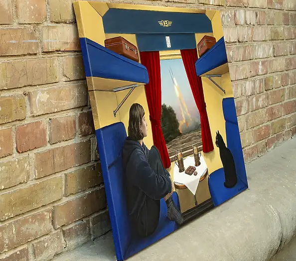 Nataliya Bagatskaya, Przedział 1, Obraz akrylowy - płótno, 95 x 70