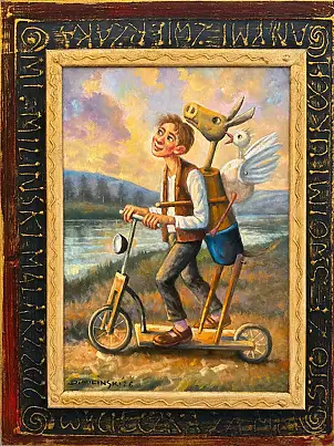Dariusz Miliński, Friends Ride, Oil painting - canvas, 30 x 40